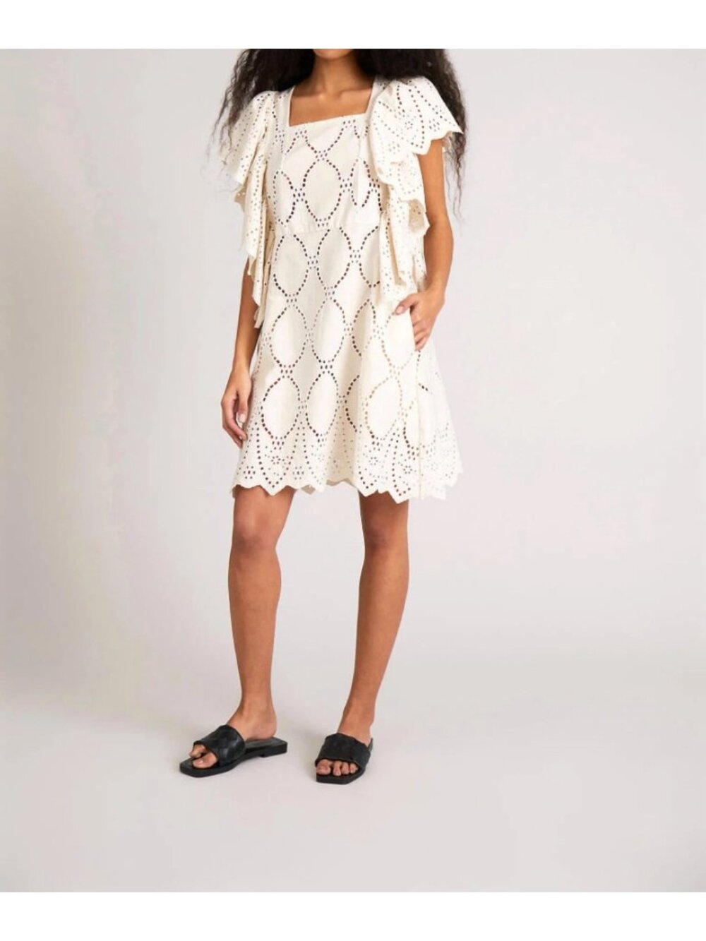 🆕MUNTHE Hico Eyelet Lace Dress Off White US 10, EU 40 - Picture 5 of 13
